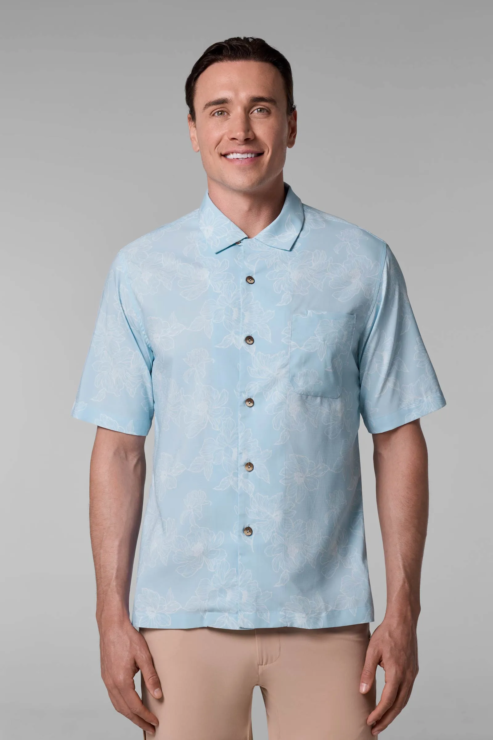 Men's Safari Camp Shirt | Skyride Perfect Peony