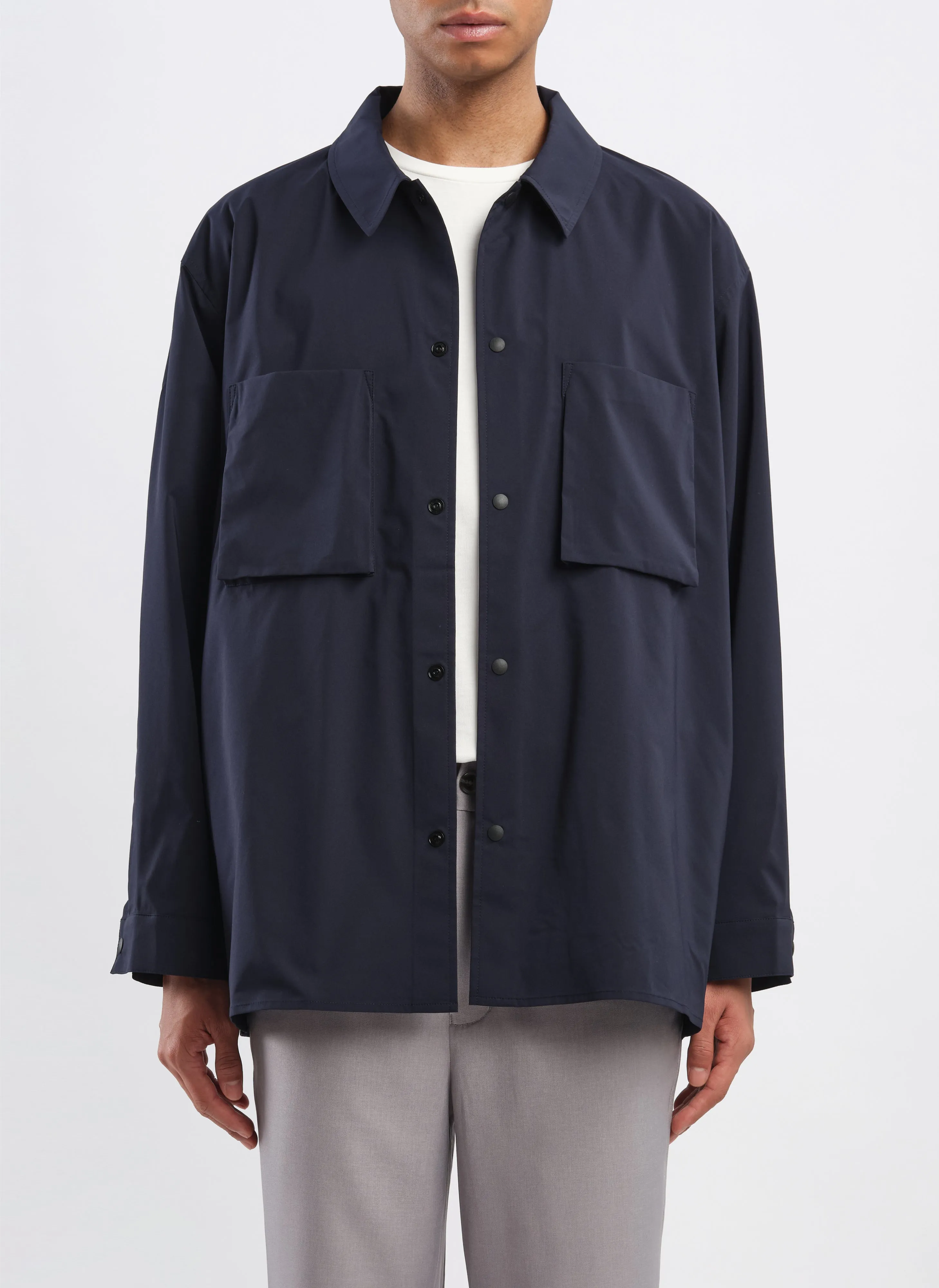 Minotech Snap Button Pocket Open Collar Shirt