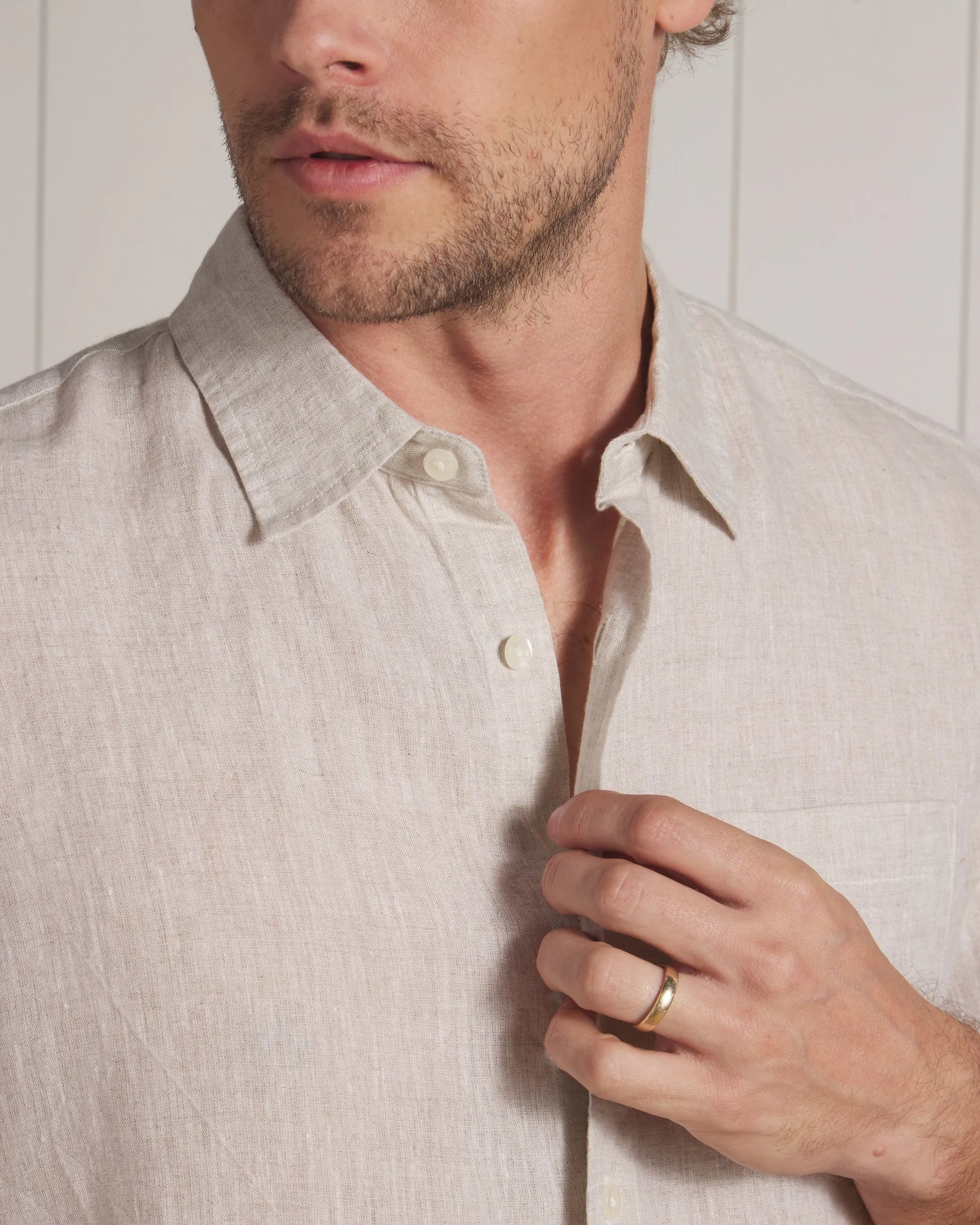 Nantucket Yarn Dyed Linen Shirt - Natural