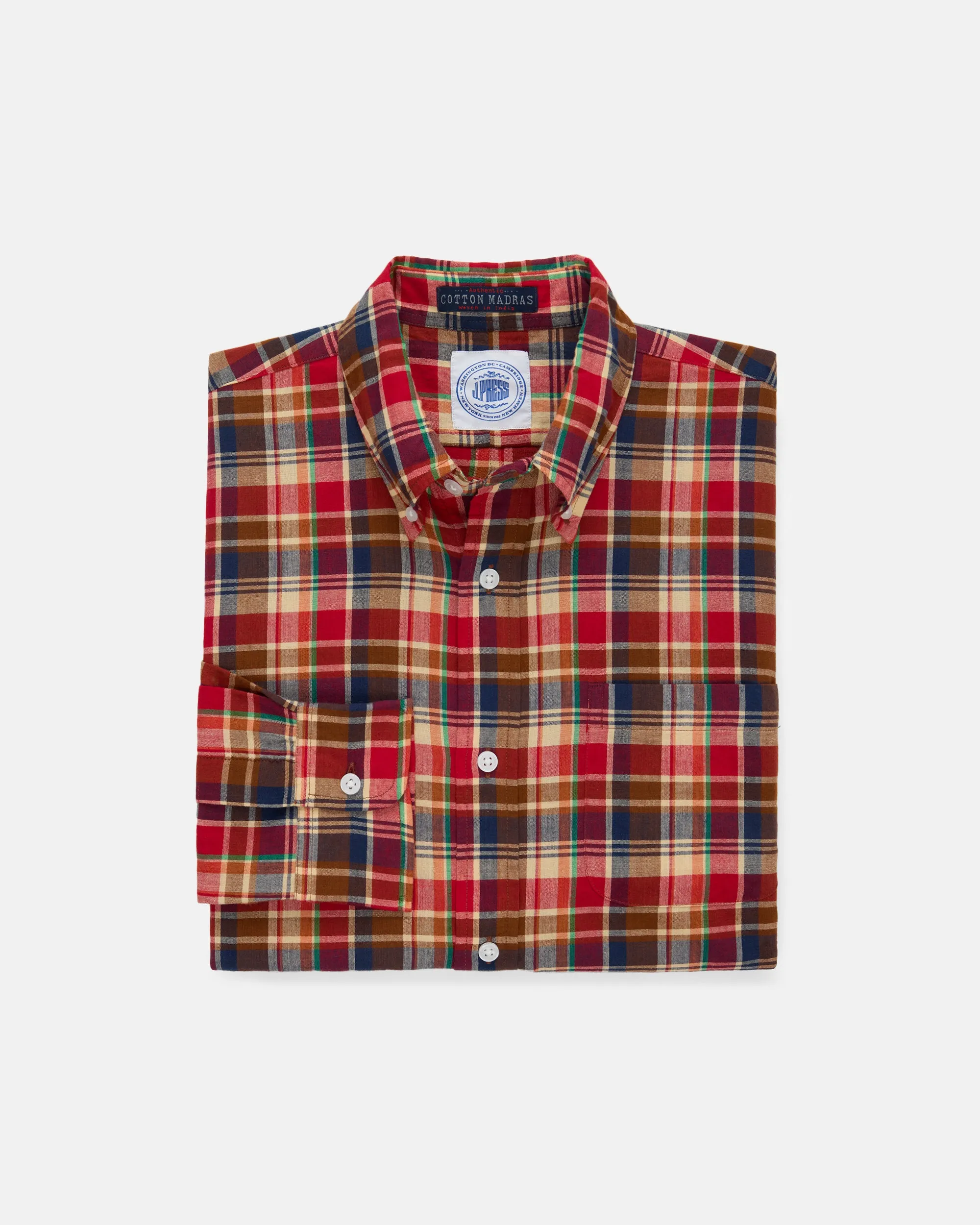 NAVY/RED/YELLOW MADRAS SHIRT