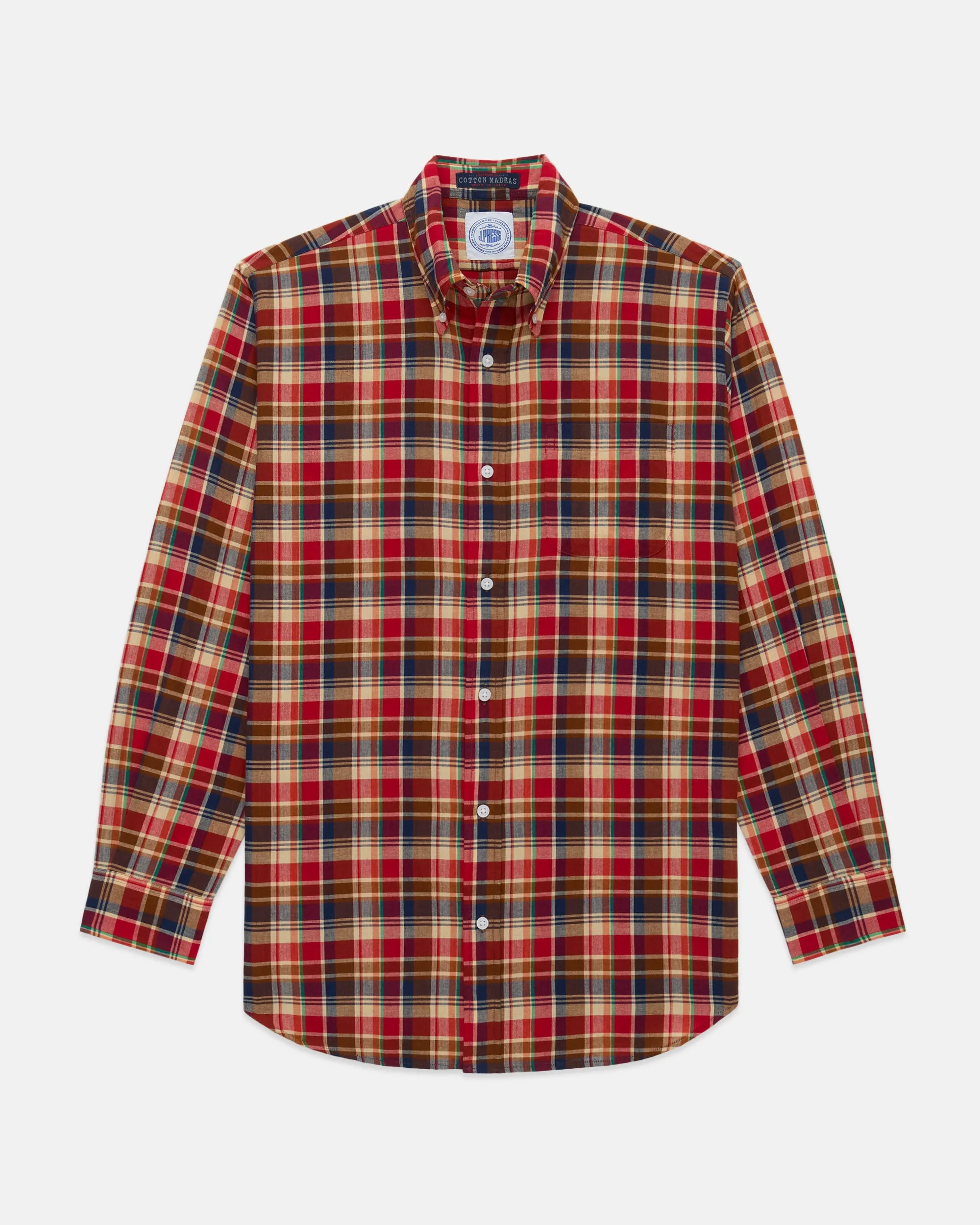 NAVY/RED/YELLOW MADRAS SHIRT