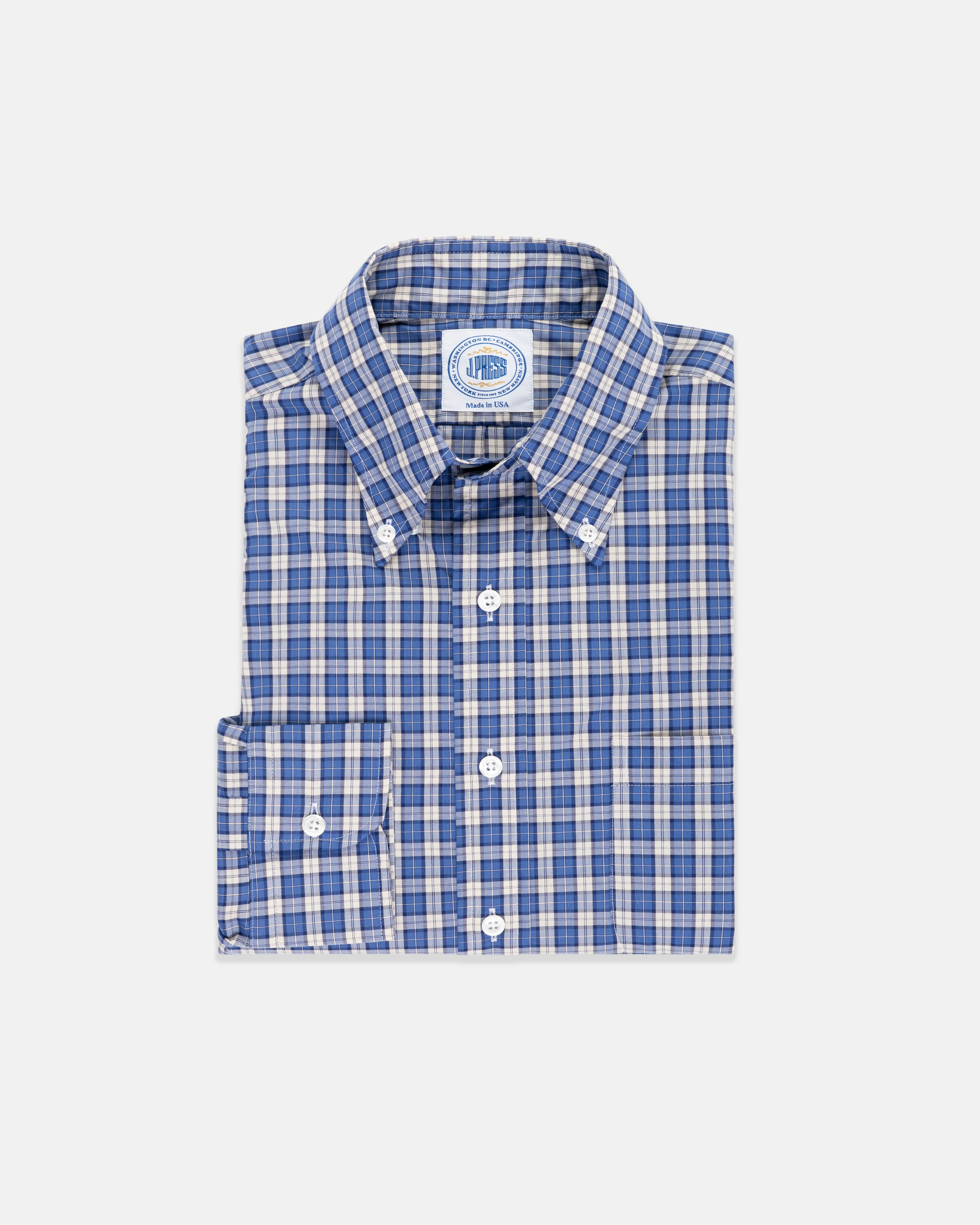 NAVY/TAN MINI TARTAN SHIRT
