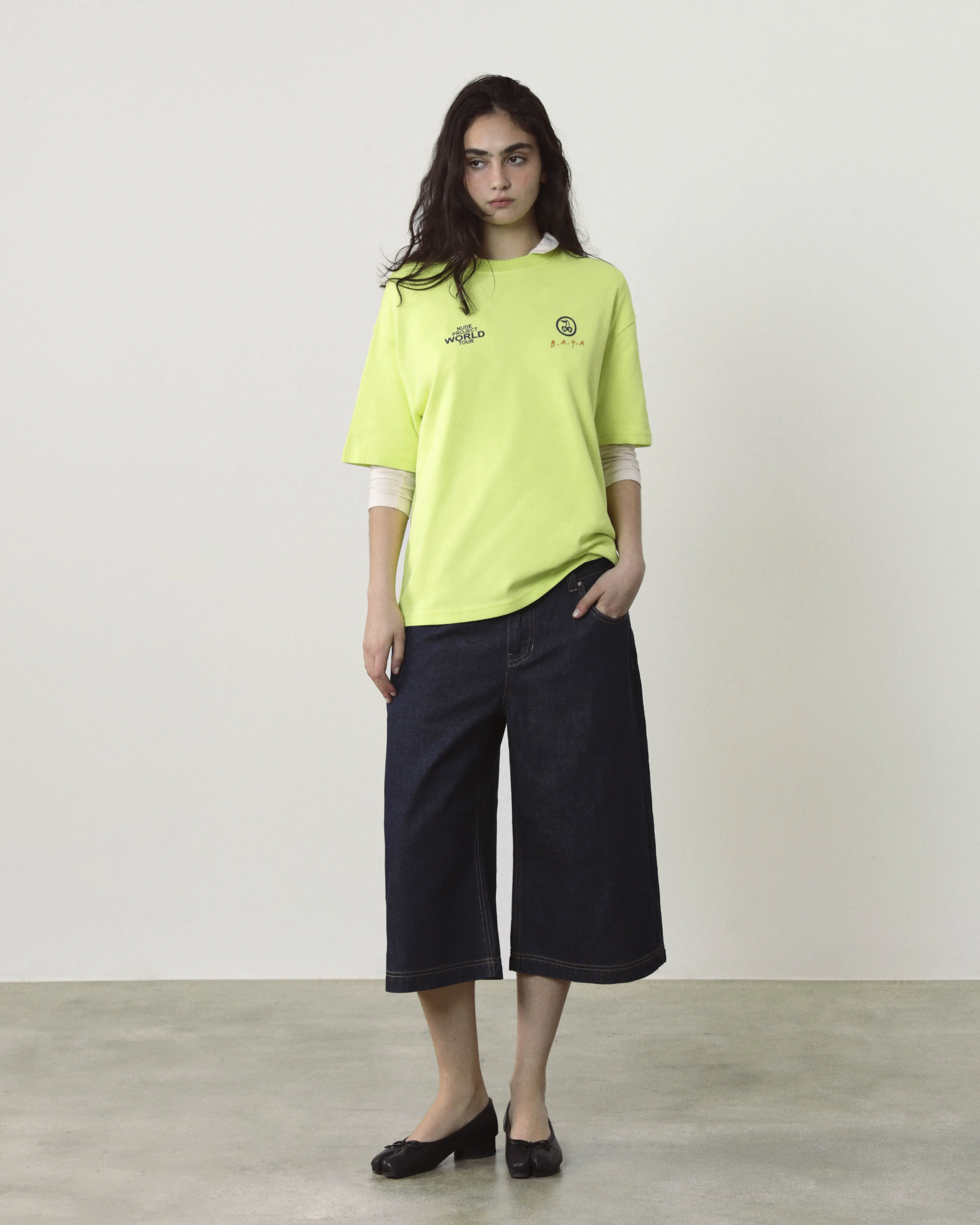 Nude Tour Tee Lime Green