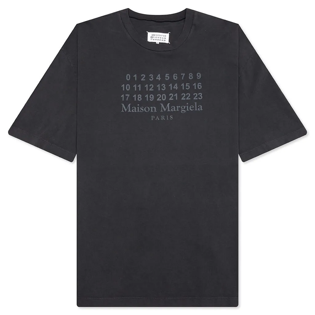 Number Logo Cotton T-Shirt - Washed Black
