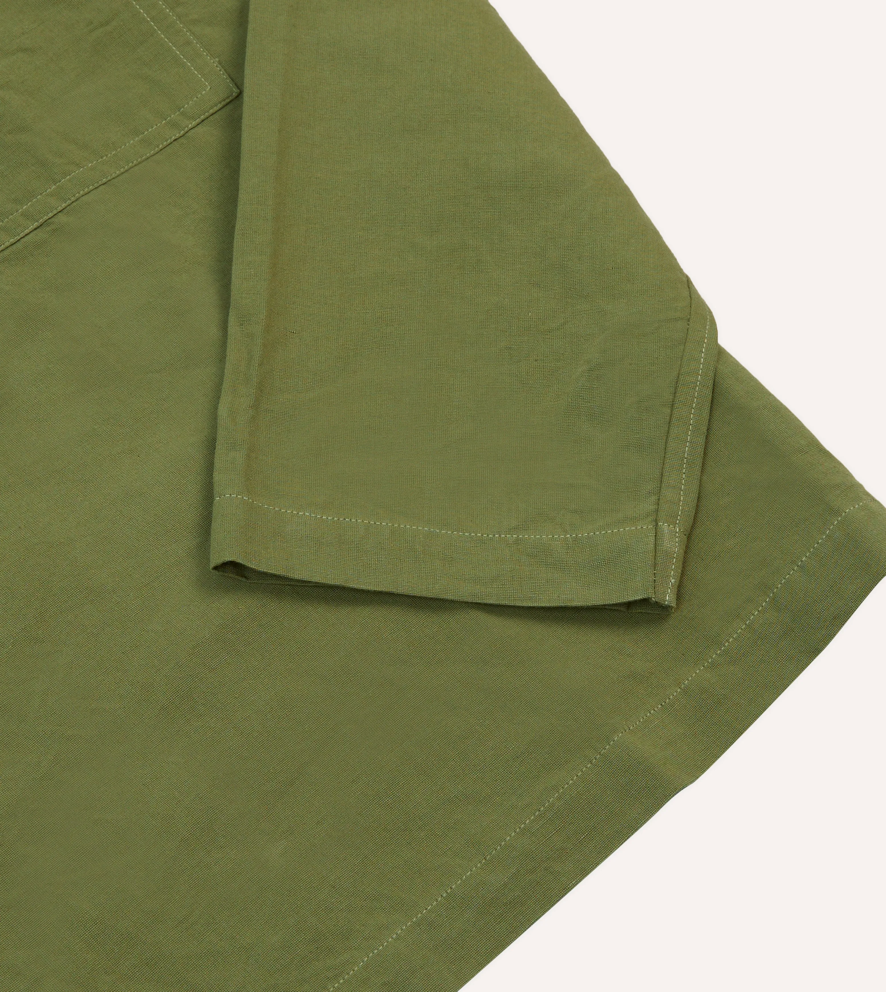 Olive Cotton-Linen Popover Shirt