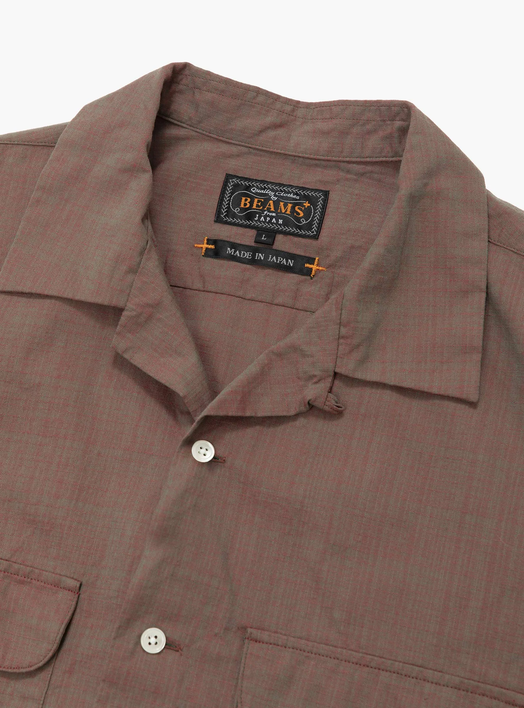Open Collar Shirt Slab Chambray Red