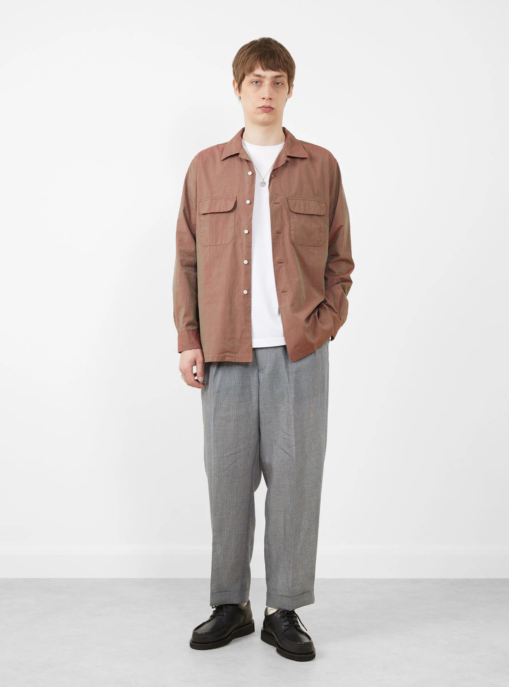 Open Collar Shirt Slab Chambray Red