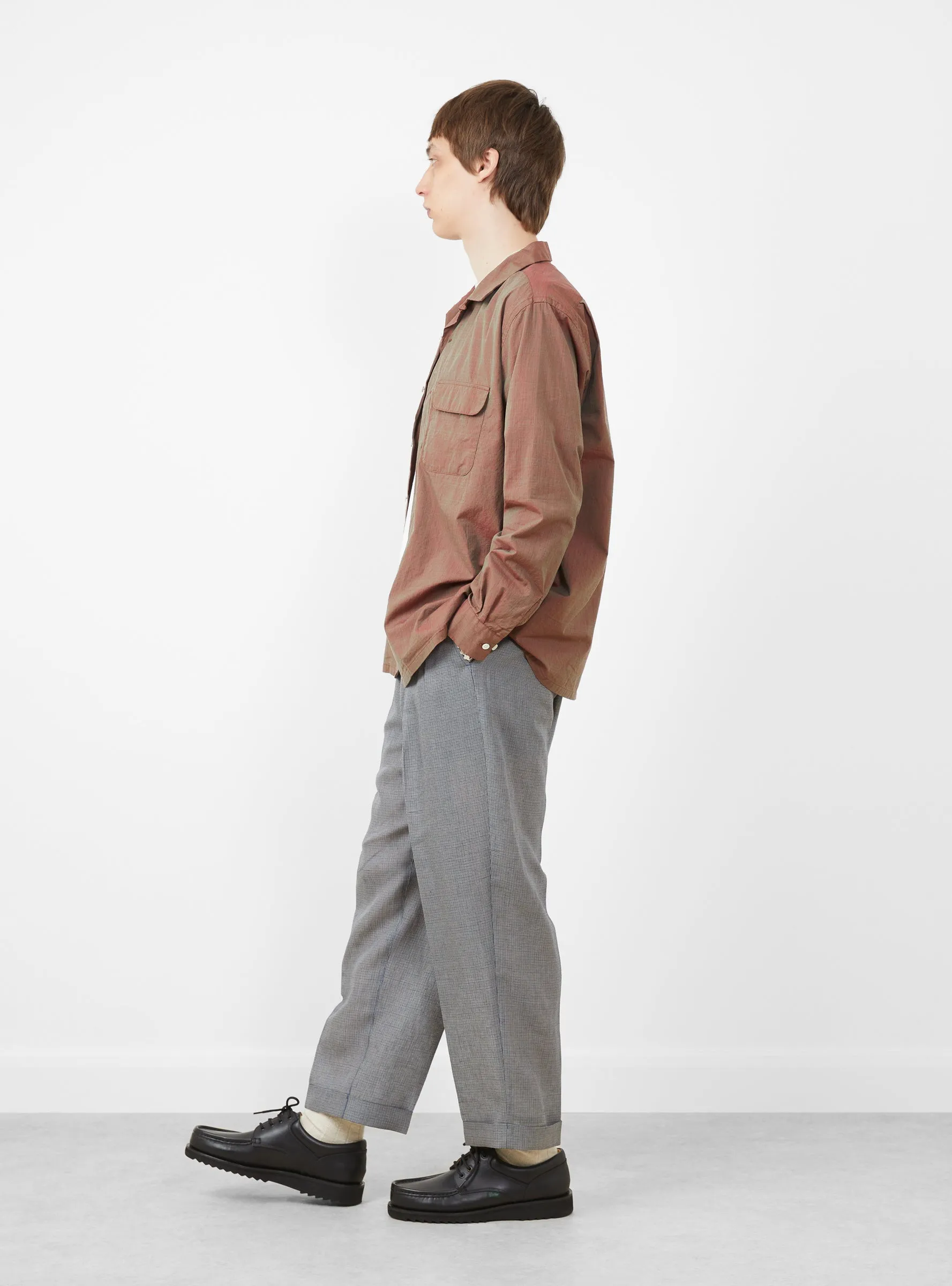 Open Collar Shirt Slab Chambray Red