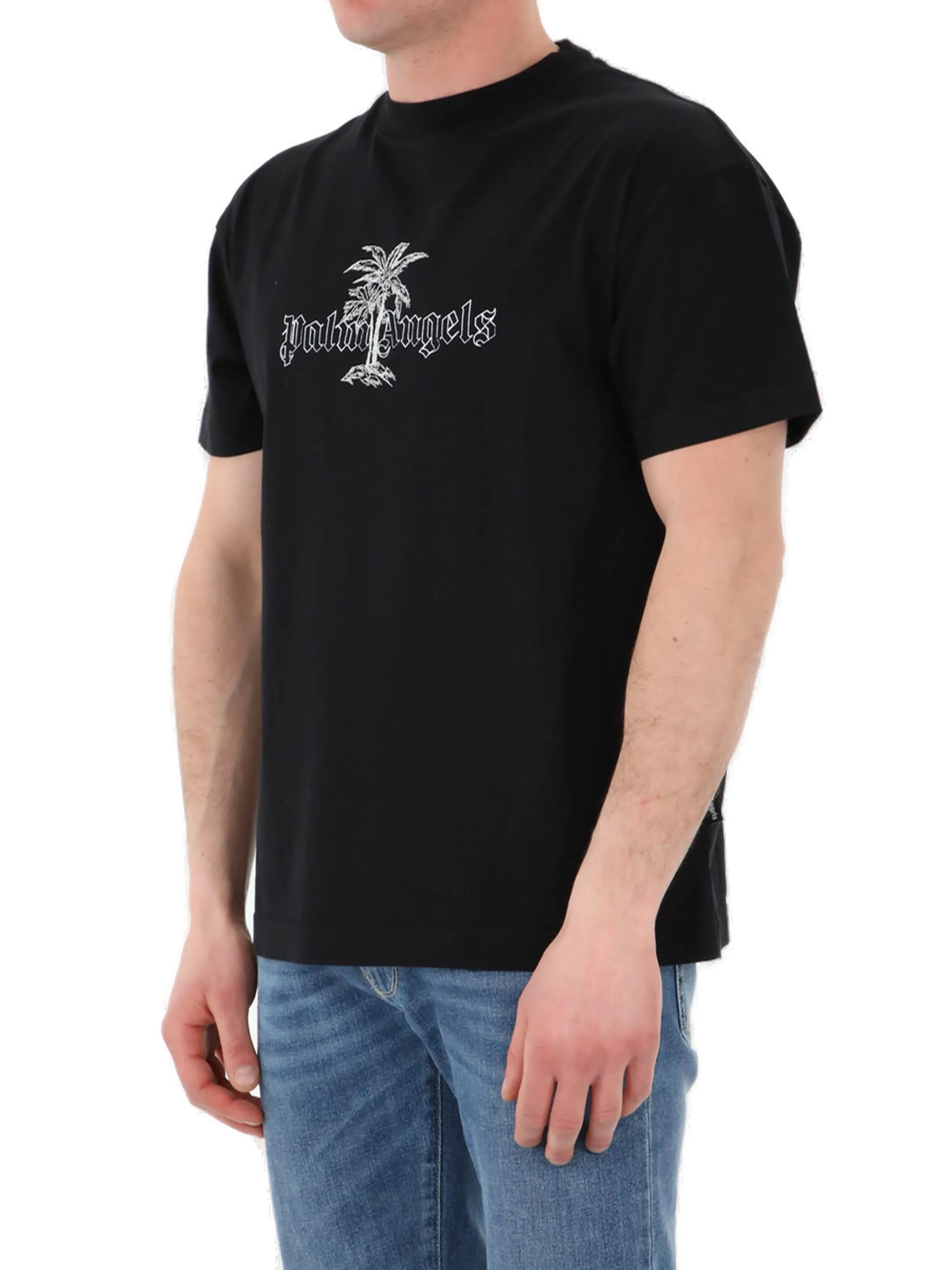 Palm Angels Logo Printed Crewneck T-Shirt