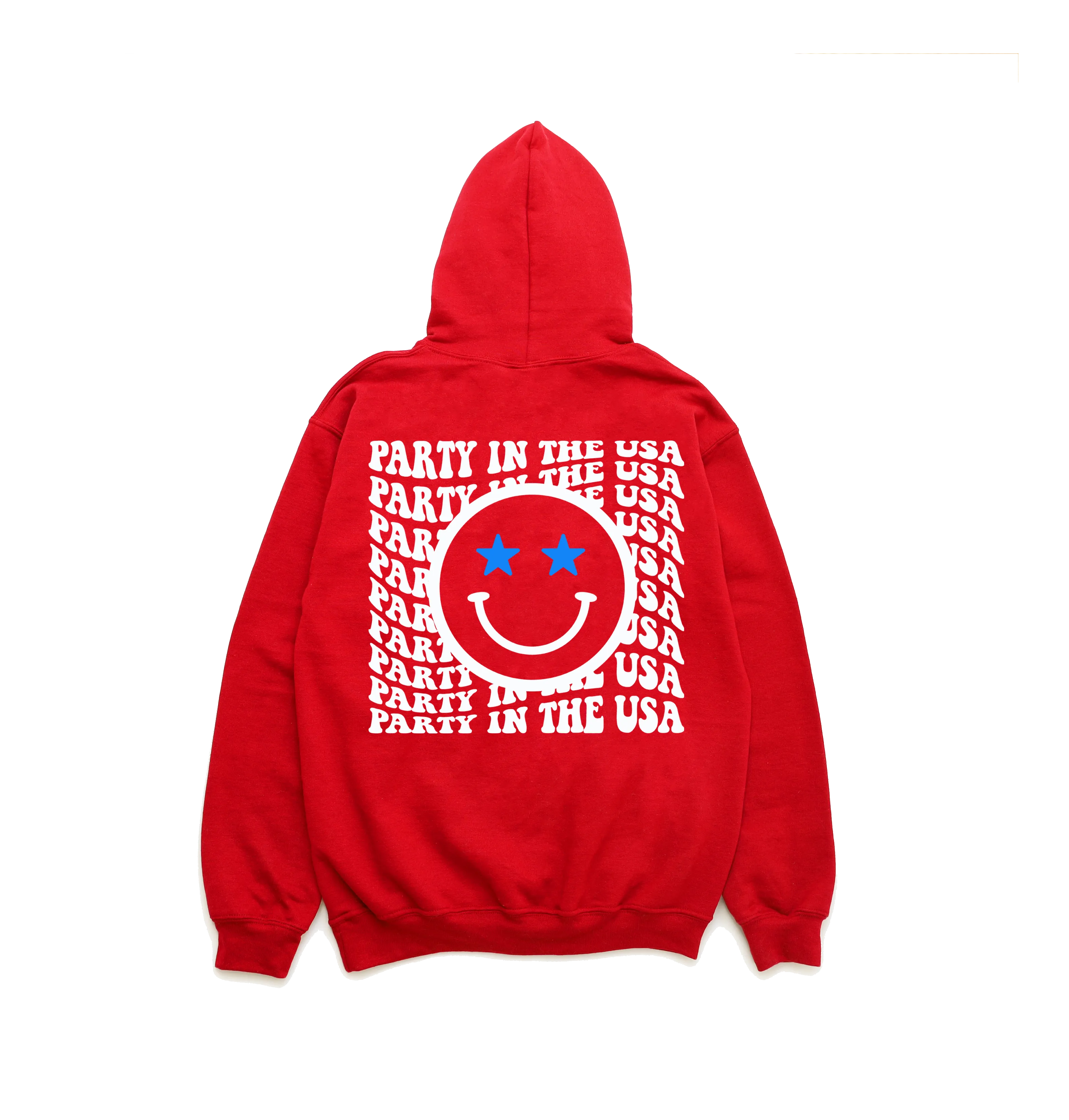 'PARTY IN THE USA' Happy Face Hoodie - Red