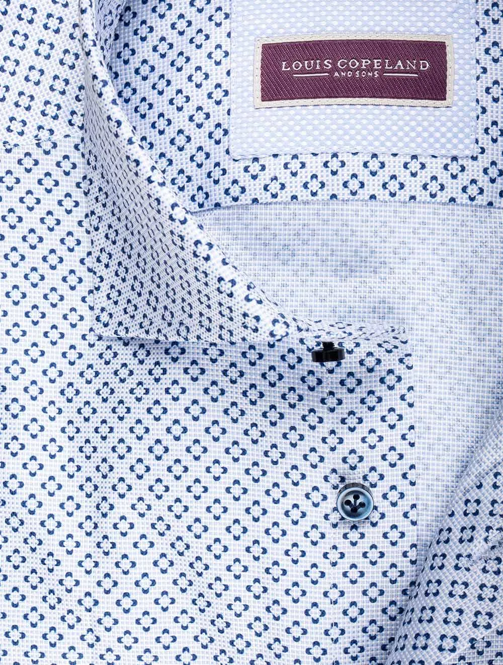 Pattern Single Cuff Shirt With Contrast Buttons Blue