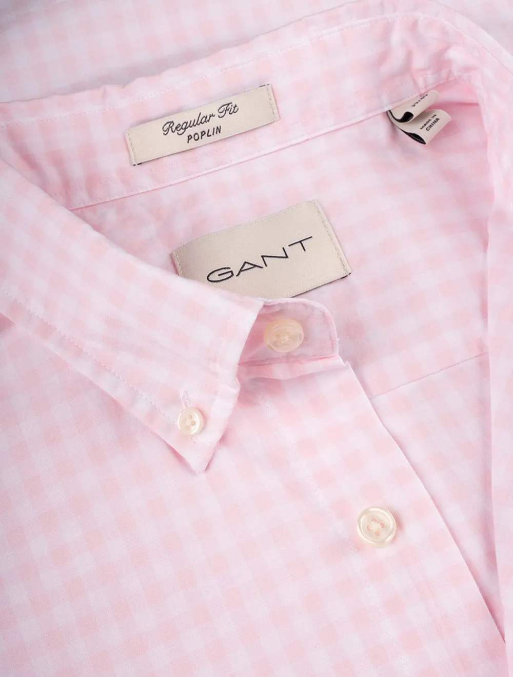 Poplin Gingham Short Sleeve Regular Shirt Light Pink