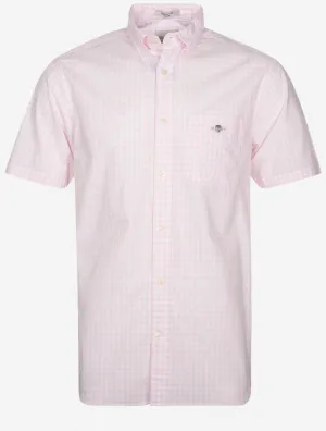 Poplin Gingham Short Sleeve Regular Shirt Light Pink