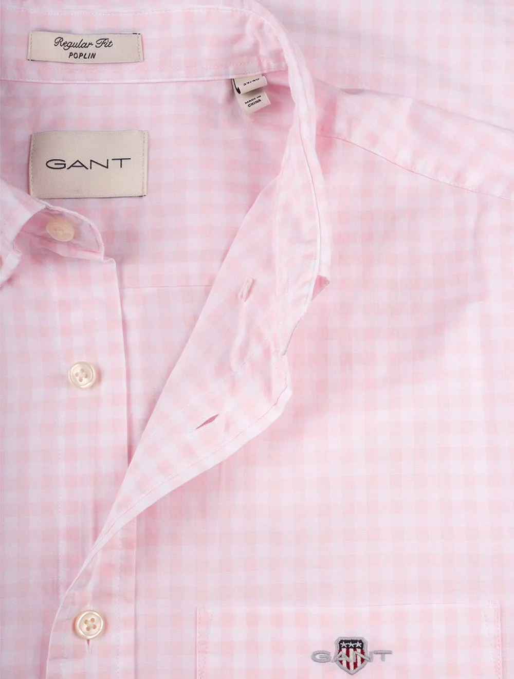 Poplin Gingham Short Sleeve Regular Shirt Light Pink