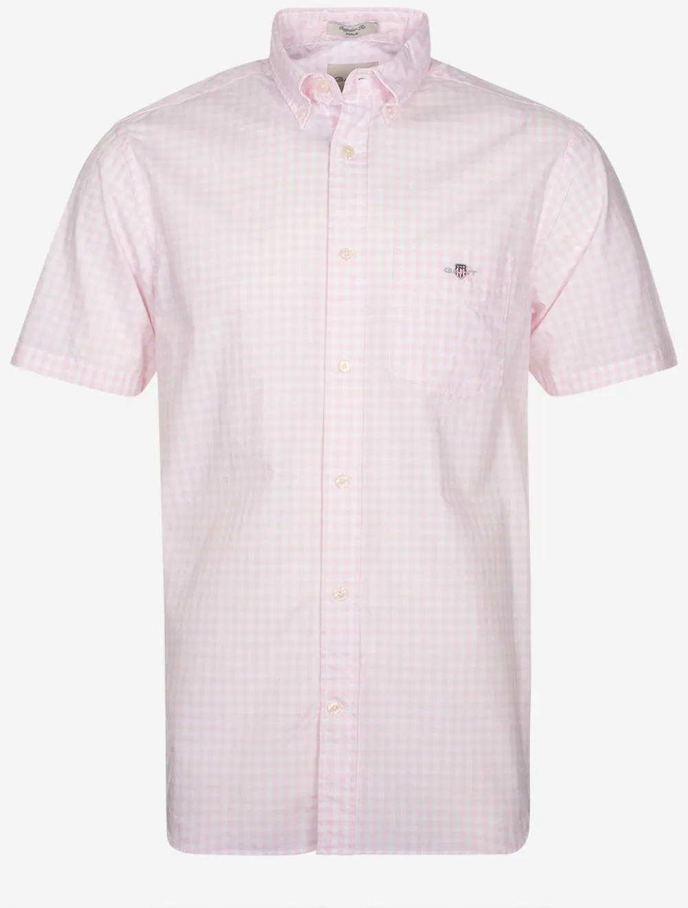 Poplin Gingham Short Sleeve Regular Shirt Light Pink
