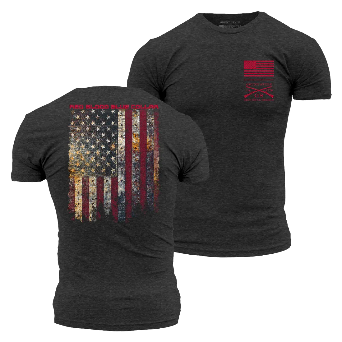 Red Blood Blue Collar Tee - Charcoal