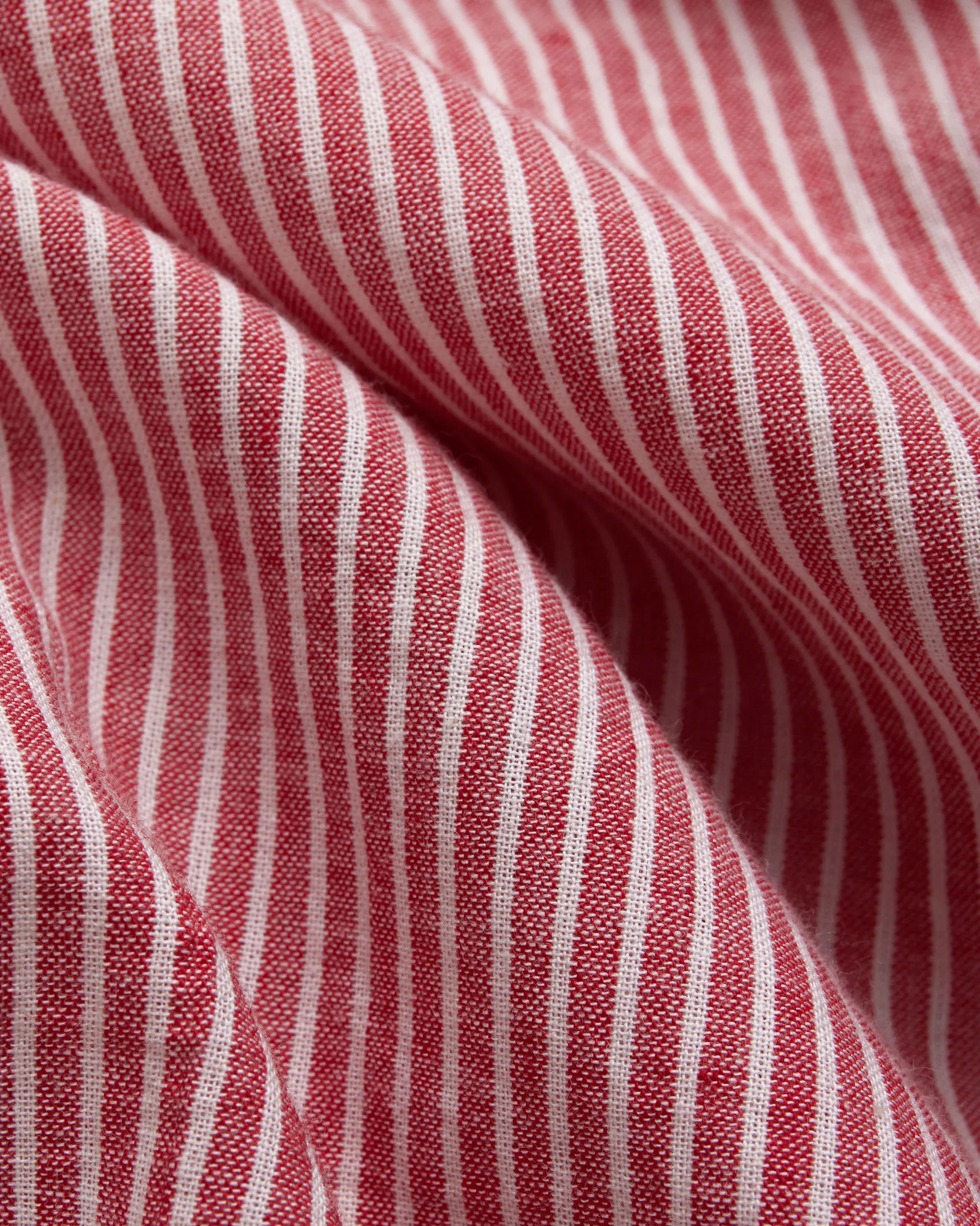 RED/WHITE STRIPE COTTON CHAMBRAY SHIRT