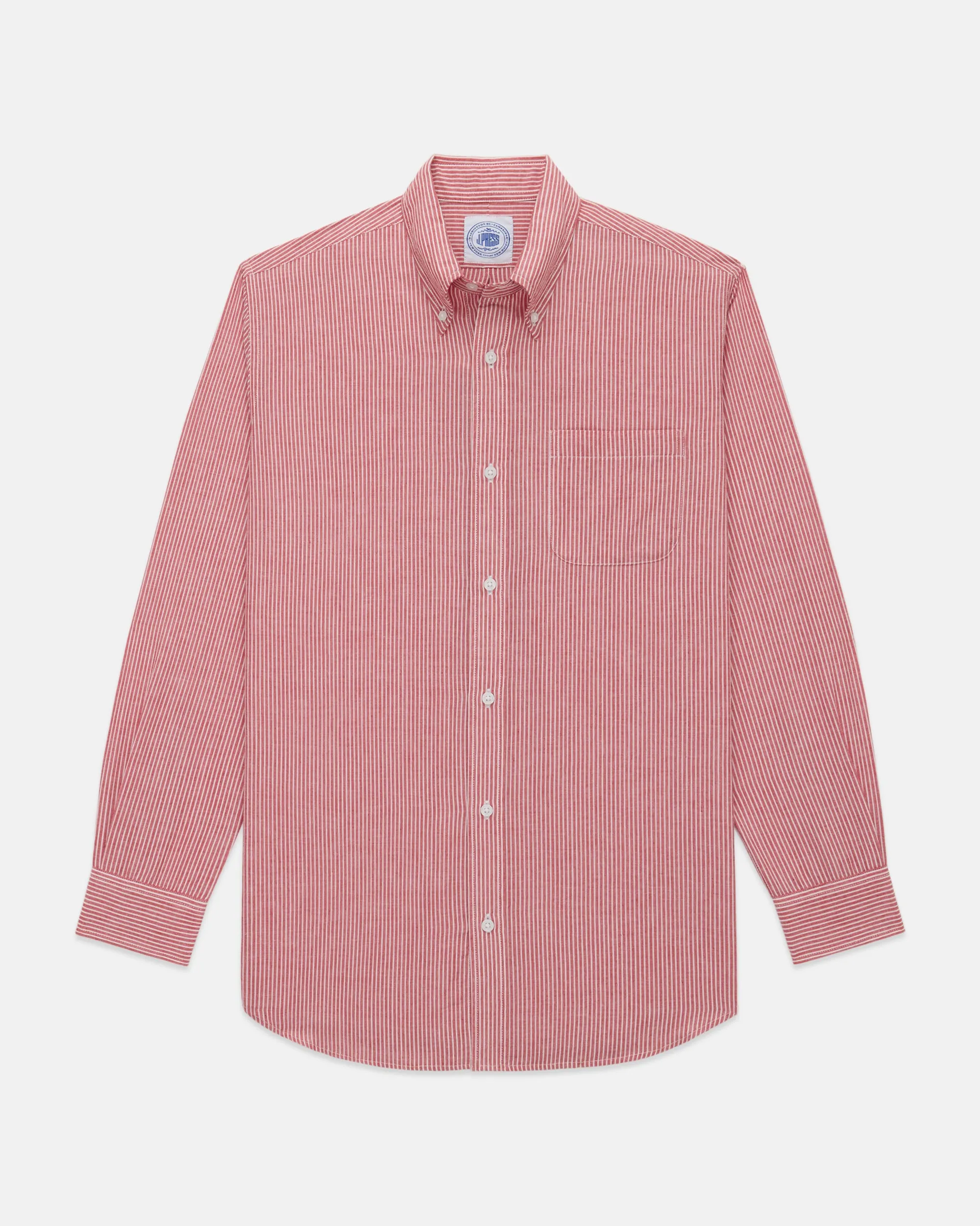 RED/WHITE STRIPE COTTON CHAMBRAY SHIRT