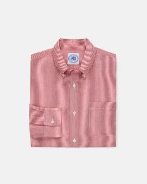 RED/WHITE STRIPE COTTON CHAMBRAY SHIRT