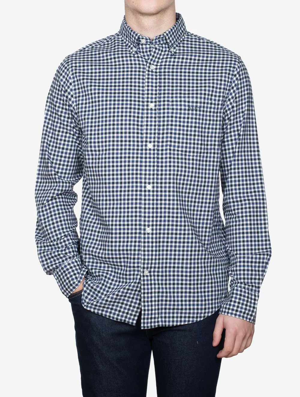 Regular Light Twill Gingham Shirt Sailor Navy