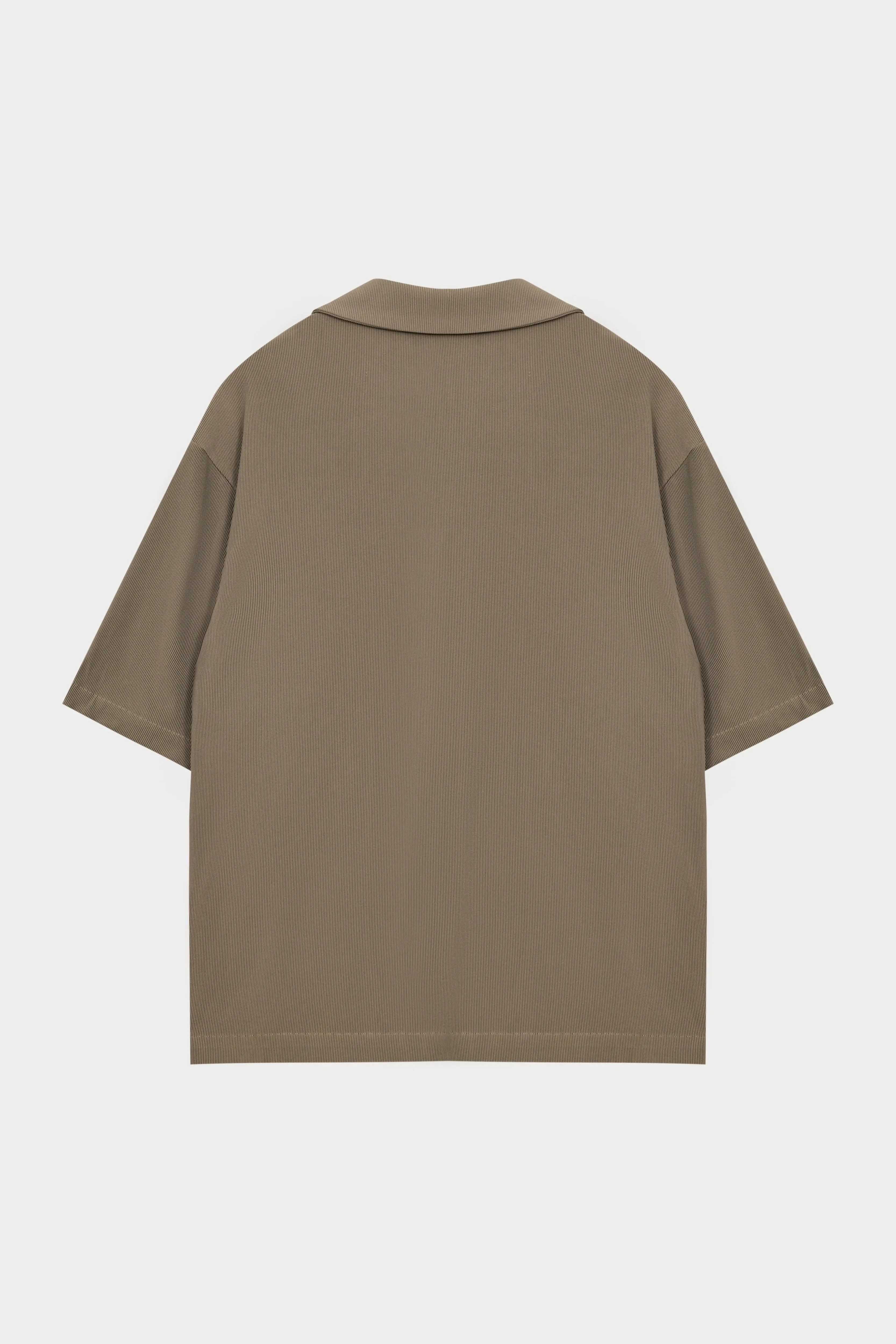 RIB BUTTON THROUGH SHIRT - MINK