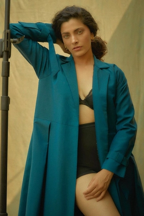 Saiyami Kher in Teal Trench