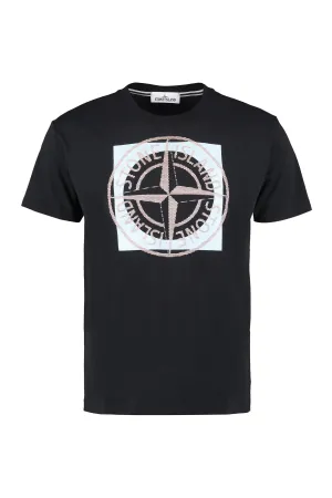 Stone Island Logo Printed Crewneck T-Shirt