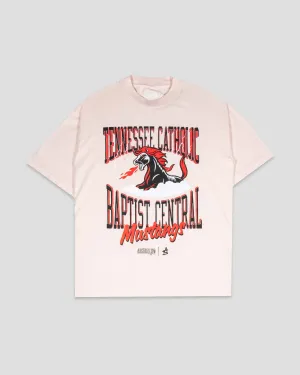 Tennessee Catholic Baptist Central Oversized T-Shirt (Pink) - Baseballism x Austin Schultz