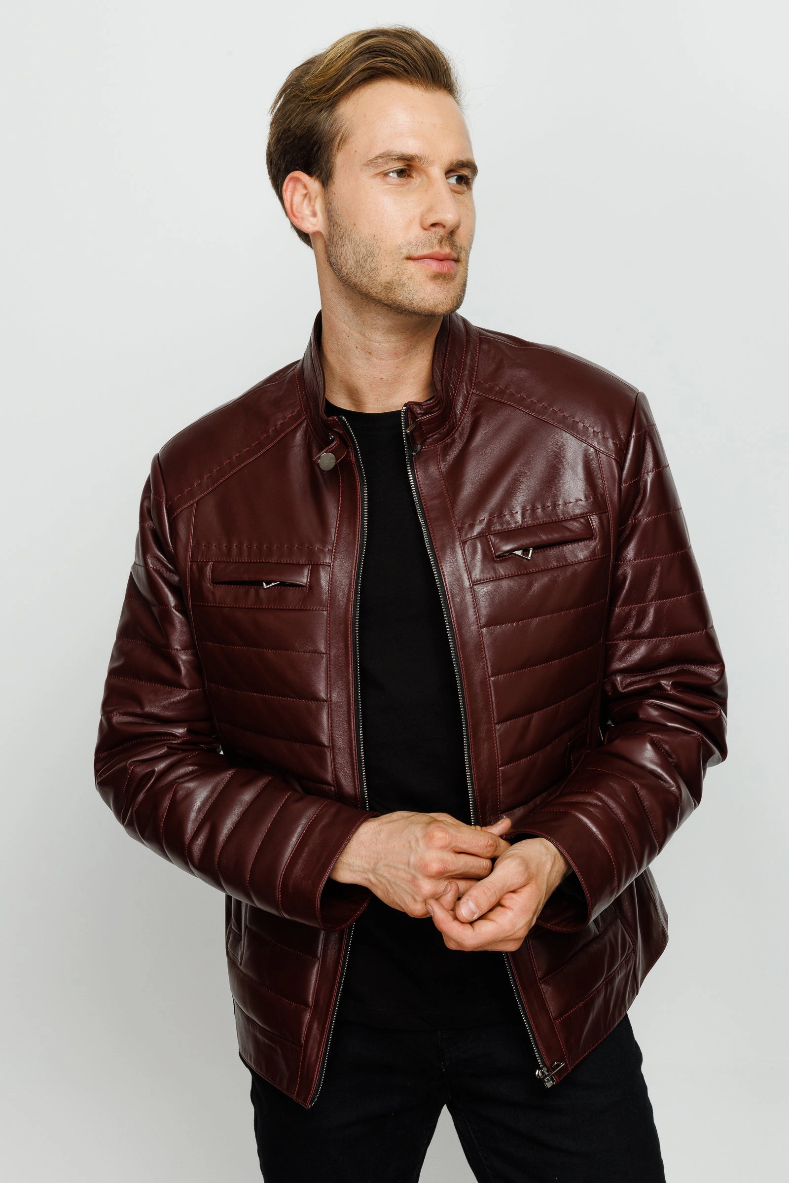 The Wilkerson Burgundy Leather Men Jacket