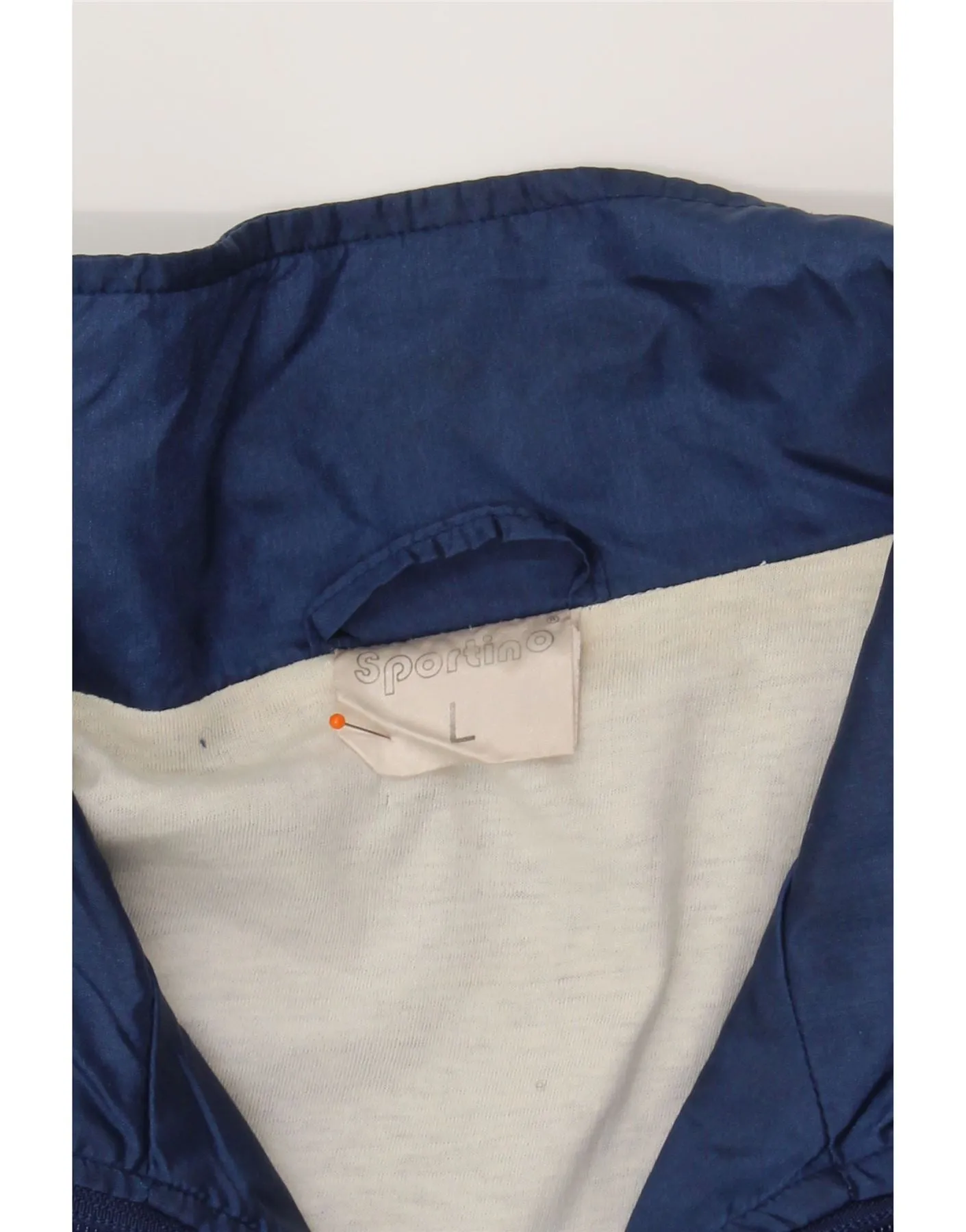 VINTAGE Mens Tracksuit Top Jacket Large Navy Blue Colourblock Nylon