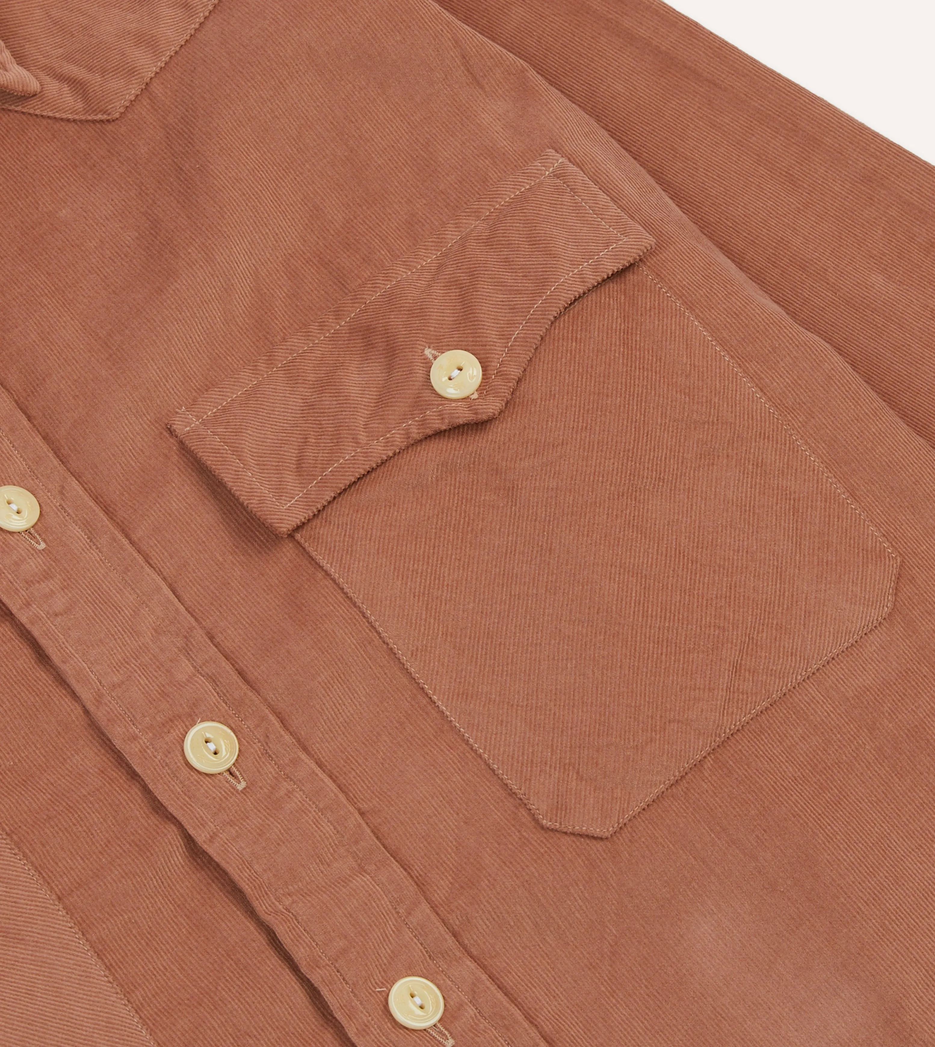 Washed Red Corduroy Two-Pocket Western Shirt