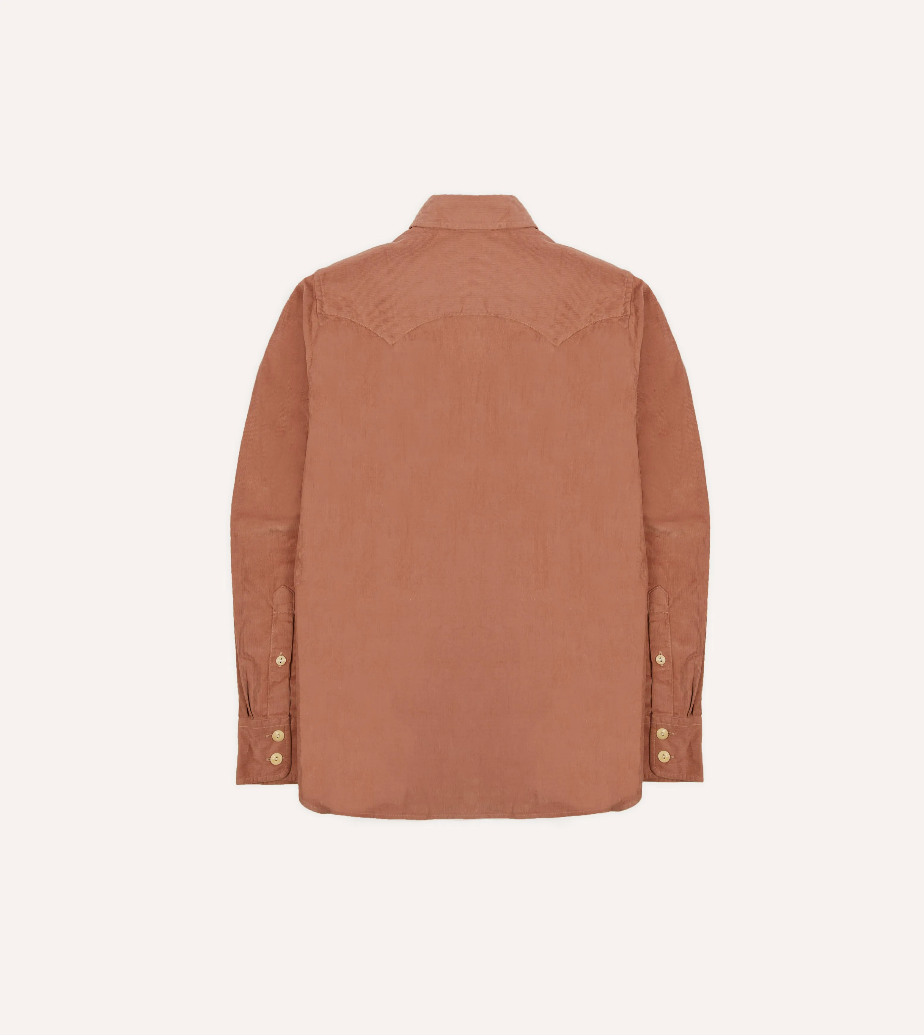 Washed Red Corduroy Two-Pocket Western Shirt