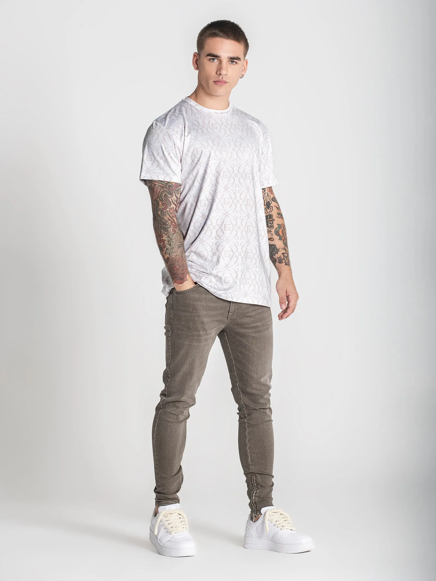 White Nouveau Printed Tee