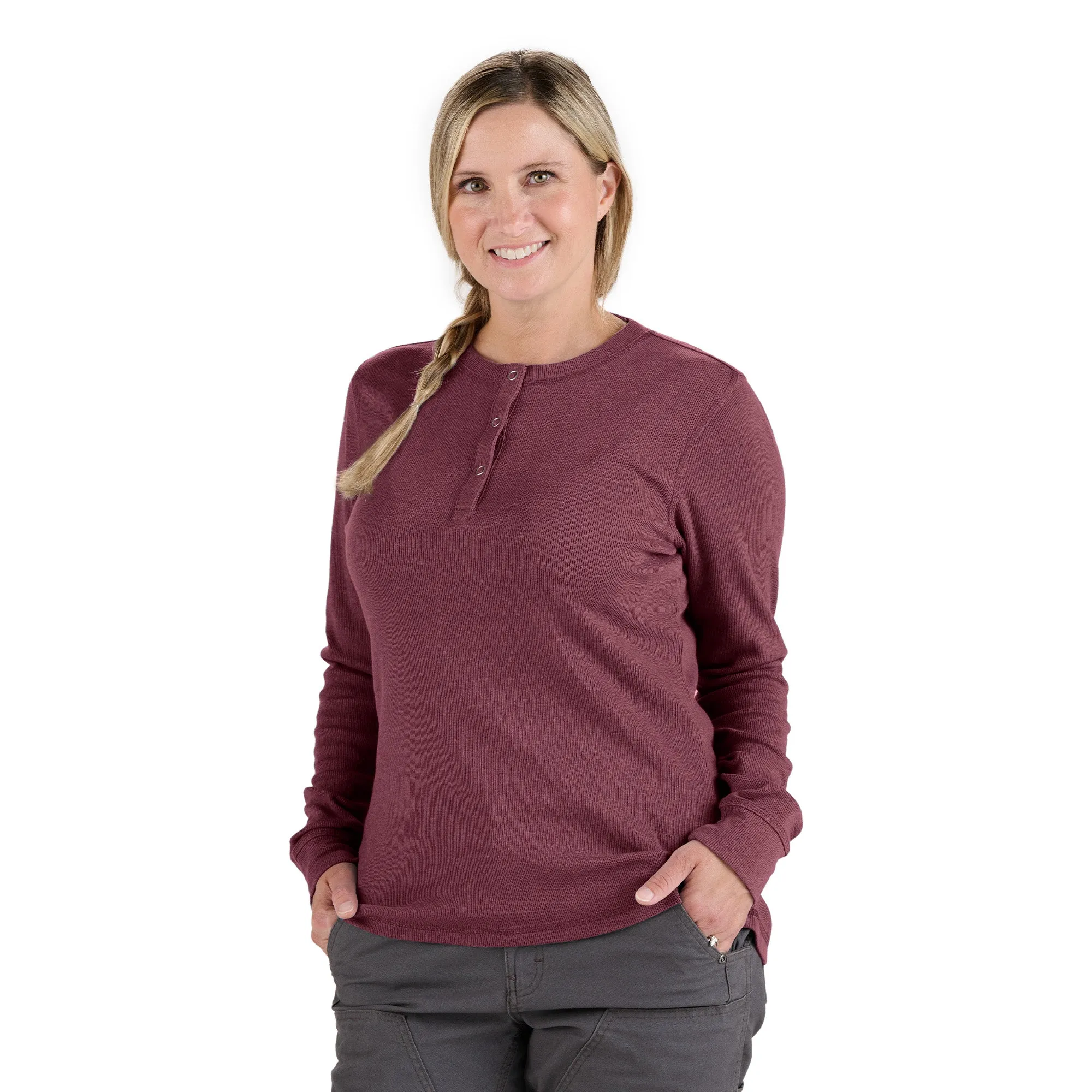 Women's Heavyweight Rib-Knit Long Sleeve Henley
