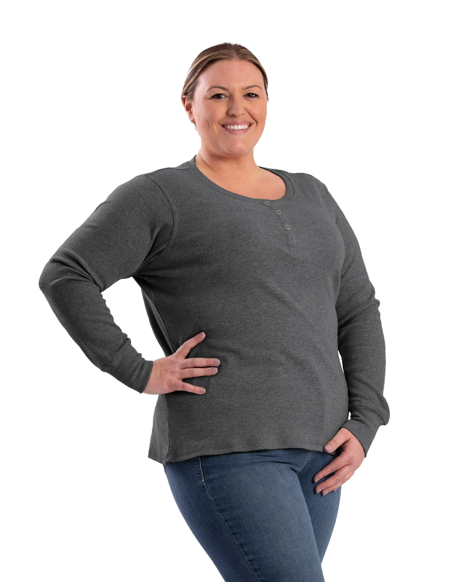 Women's Heavyweight Rib-Knit Long Sleeve Henley