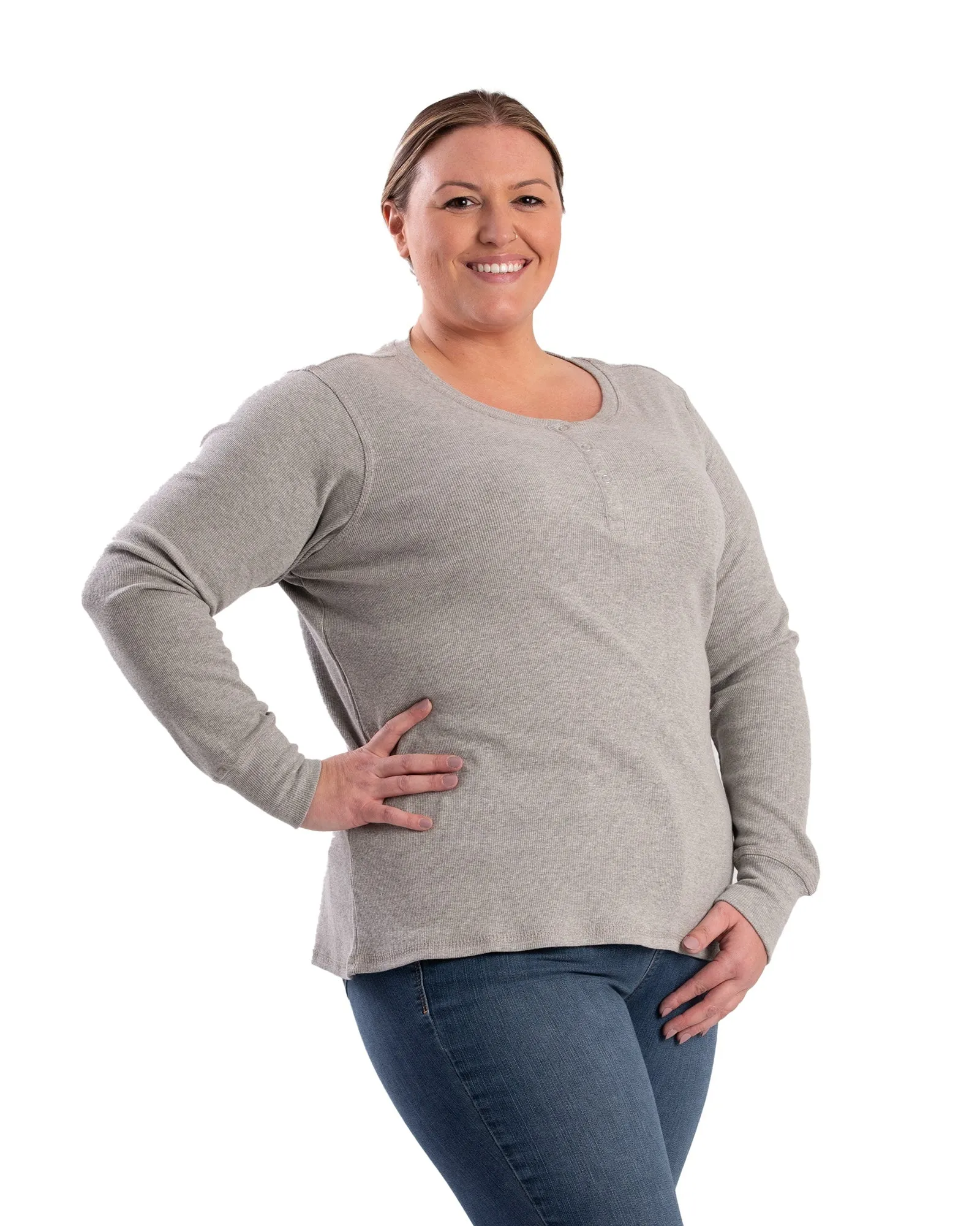 Women's Heavyweight Rib-Knit Long Sleeve Henley