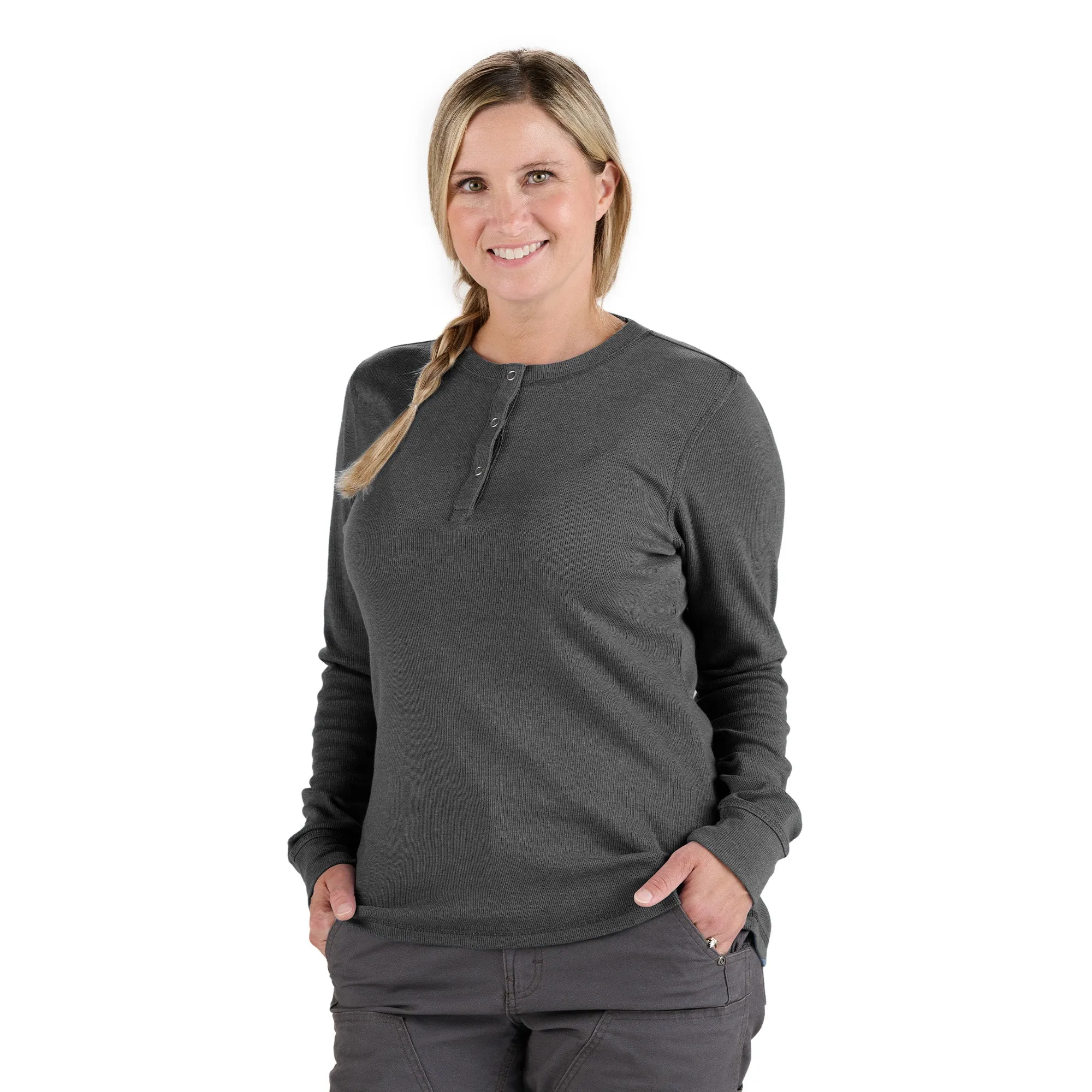 Women's Heavyweight Rib-Knit Long Sleeve Henley