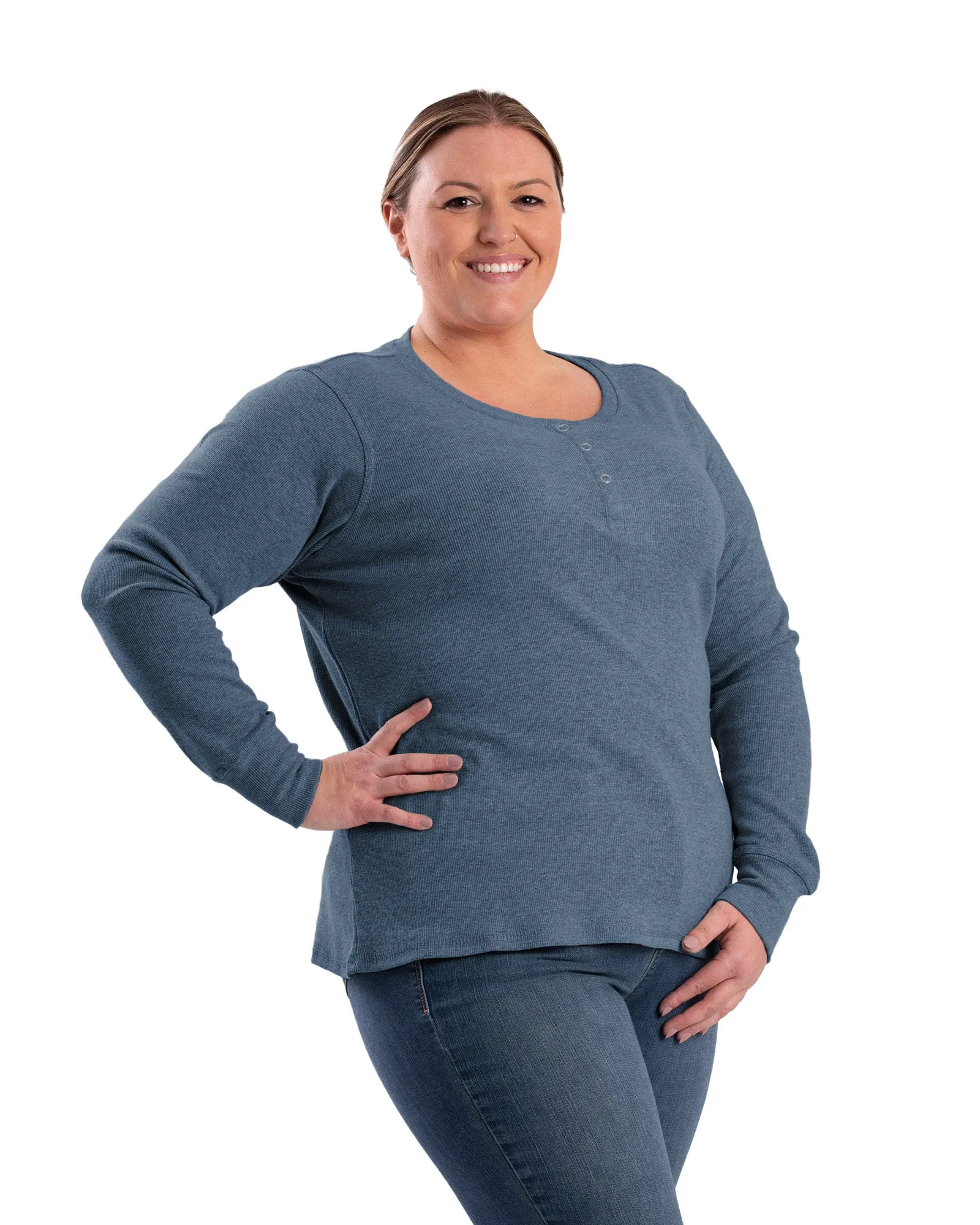 Women's Heavyweight Rib-Knit Long Sleeve Henley