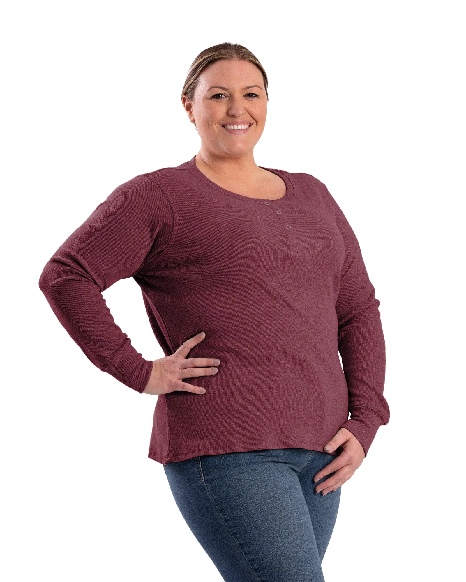 Women's Heavyweight Rib-Knit Long Sleeve Henley
