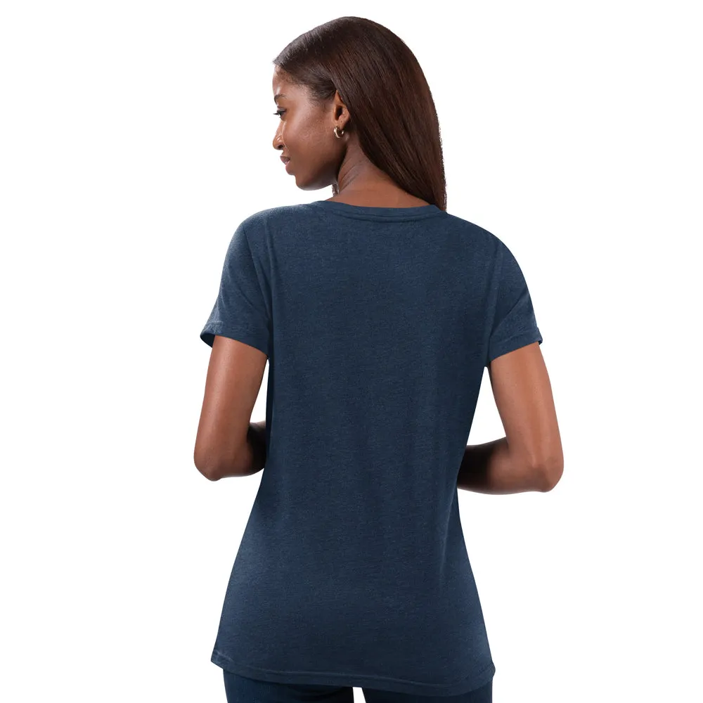 WOMEN'S SNAP ALT V-NECK TEE NAVY